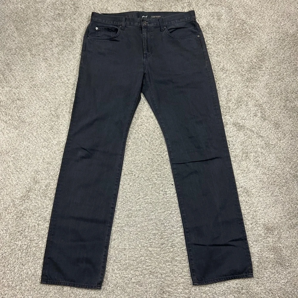7 For All Mankind Jeans Carsen 36x33 Charcoal Black Straight Leg Cotton Denim